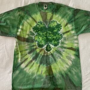 Lucky Tee Shirt Tie Dye Green Clover Adult XL